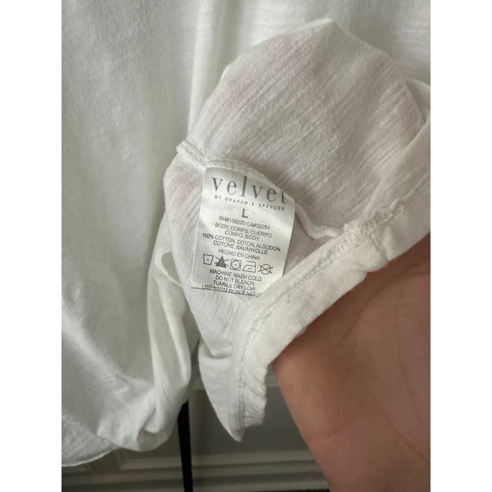 Velvet by Anthropologie Margot 100% Cotton Knit Top White Large - Picture 5 of 7